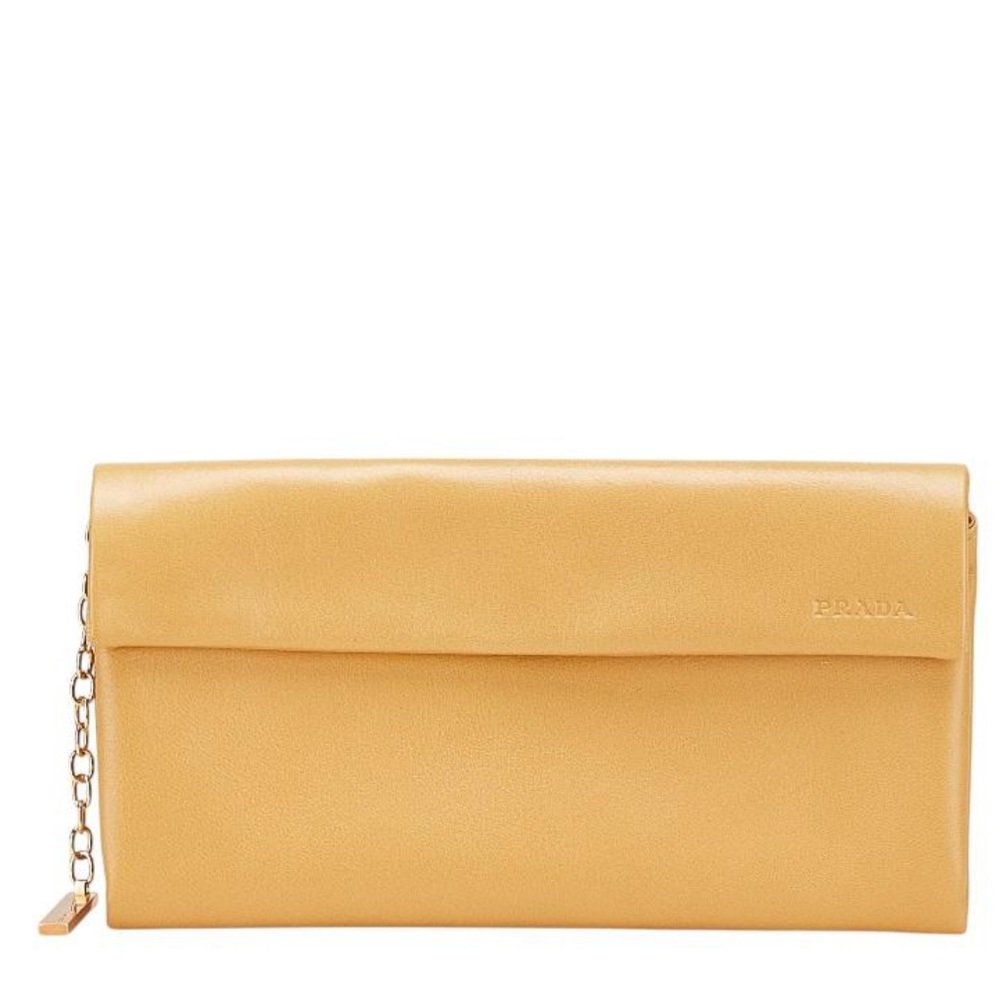 Prada Yellow Leather Clutch